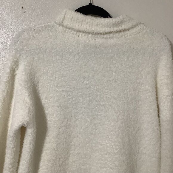 Off White Fluffy Cozycore Minimalist Comfy Fall Winter Roll Neck Sweater L-XL - Picture 6 of 7